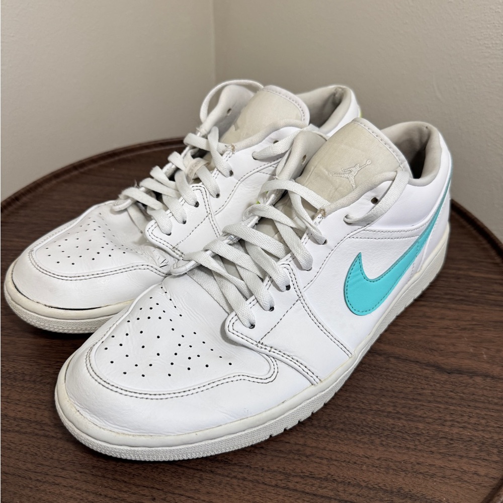 Jordan 1 Lows; White with multicolor Swoosh